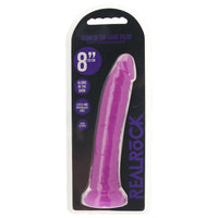 RealRock Glow In The Dark 8 Inch Slim Dildo in Purple
