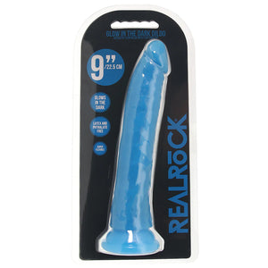 RealRock Glow In The Dark 9 Inch Slim Dildo in Blue