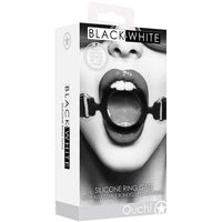 Black & White Strapped Silicone Ring Gag
