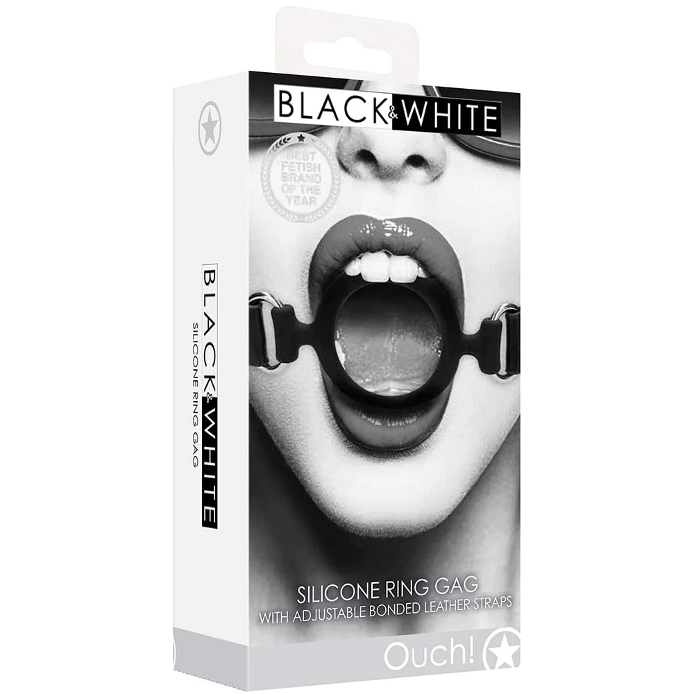 Black & White Strapped Silicone Ring Gag