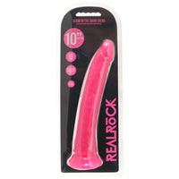 RealRock Glow In The Dark 10 Inch Slim Dildo in Pink
