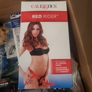 Sophia's Red Rider Harness and G-Spot Dildo