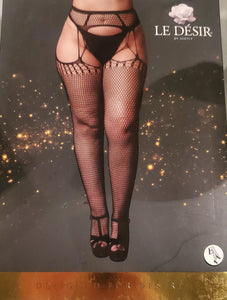 Le Desire Suspender Pantyhose - Black - O/SXL