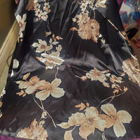 Black Satin Floral Babydoll in XL