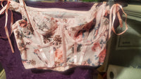 Pink Sheer Floral Cropped Bustier and Thong in Large
