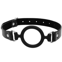 Black & White Strapped Silicone Ring Gag
