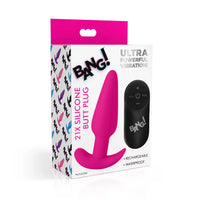 21X Remote Control Vibrating Silicone Butt Plug - Pink