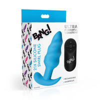 21X Remote Control Vibrating Silicone Swirl Butt Plug - Blue