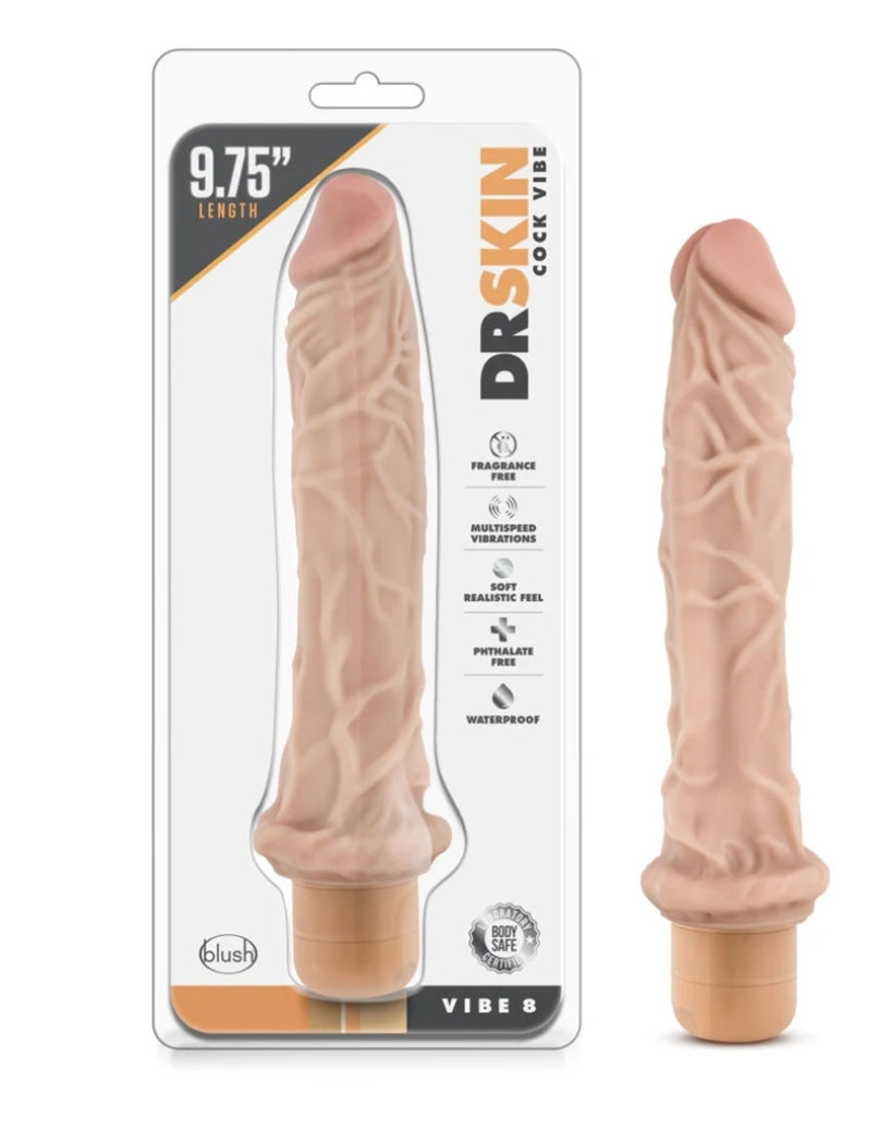 Dr. Skin Vibe 8 - 9.75 Inch Vibrating Cock - Beige