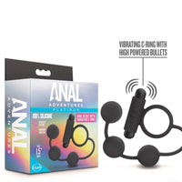 Anal Adventures Platinum Silicone Anal Beads with Vibrating Cock Ring