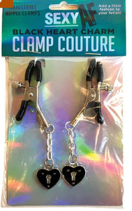 Sexy AF Black Heart Charm Nipple Clamps