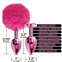 NIXIE Metal Butt Plug Set, Pom Pom and Jewel Inlaid, Pink Metallic