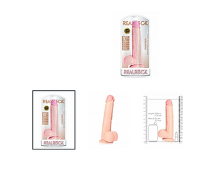 Straight Realistic Dildo with Balls and Suction Cup - 10''/ 25,5 cm