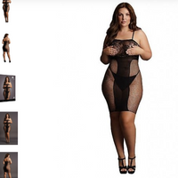 Le Desir Knee length lace and fishnet dress black OS