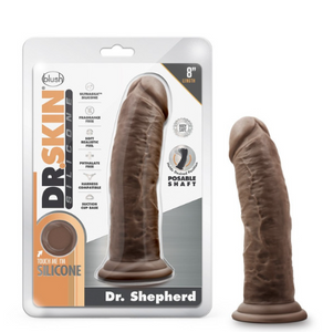 Dr. Skin Silicone - Dr. Shepherd - 8 Inch Dildo with Suction Cup - Chocolate