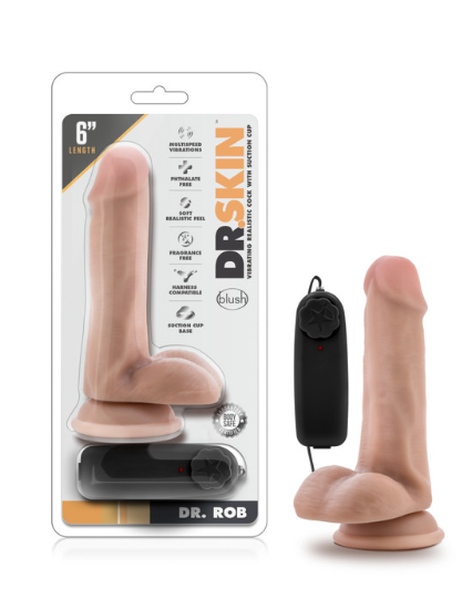 Dr. Skin - Dr. Rob - 6 Inch Vibrating Cock with Suction Cup - Vanilla Dr. Skin