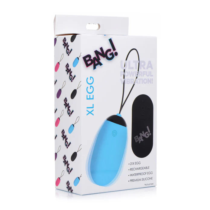 21X XL Silicone Vibrating Egg - Blue