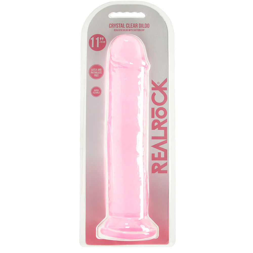 RealRock Crystal Clear Jelly 11 Inch Dildo in Purple