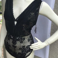 BLACK Saki Silver Large nude and black lace bodysuit ASSORTED SIZES