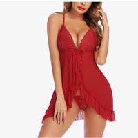 Red Avidlove Women Lingerie Lace Babydoll V Neck Sexy Sleepwear Strap Chemise