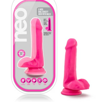 Neo - 6 Inch Dual Density Cock With Balls - Neon Pink