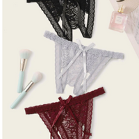 Floral Lace Crotchless Panty One Size Assorted colours