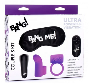 Bang! Couple's Kit with RC Bullet, Blindfold, Cock Ring & Finger Vibe