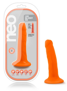 Neo - 6 Inch Dual Density Cock - Neon Orange