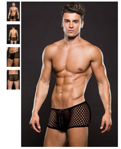 Black Modern Fishnet Trunk in S/M