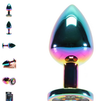 Medium Aluminum Plug with Rainbow Gem in Multicolor