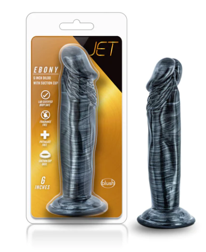 Jet - Ebony - 6 Inch Dildo - Carbon Metallic Black