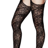 Black Lace Crotchless Suspenderhose Baci Queensize