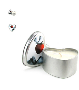 Edible Massage Oil Heart Candle 4oz/113.4g in Strawberry