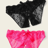 Floral Lace Crotchless Panty Assorted colours One Size