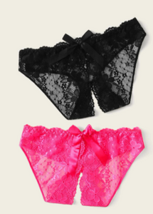 Floral Lace Crotchless Panty Assorted colours One Size