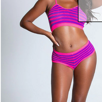 Hot Pink and Purple Striped Bra Set