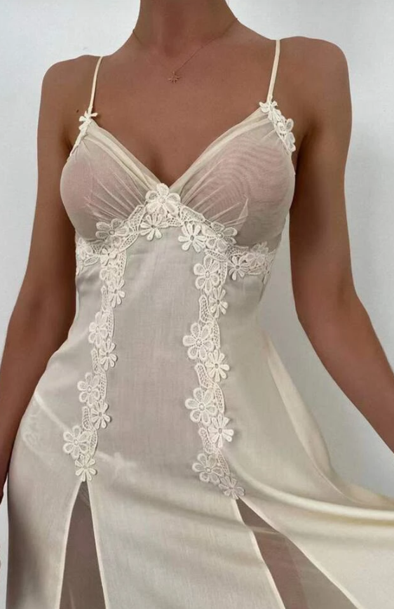 White Appliques Detail Cami Night Dress size L