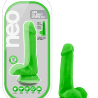 Neo - 6 Inch Dual Density Cock With Balls - Neon Green