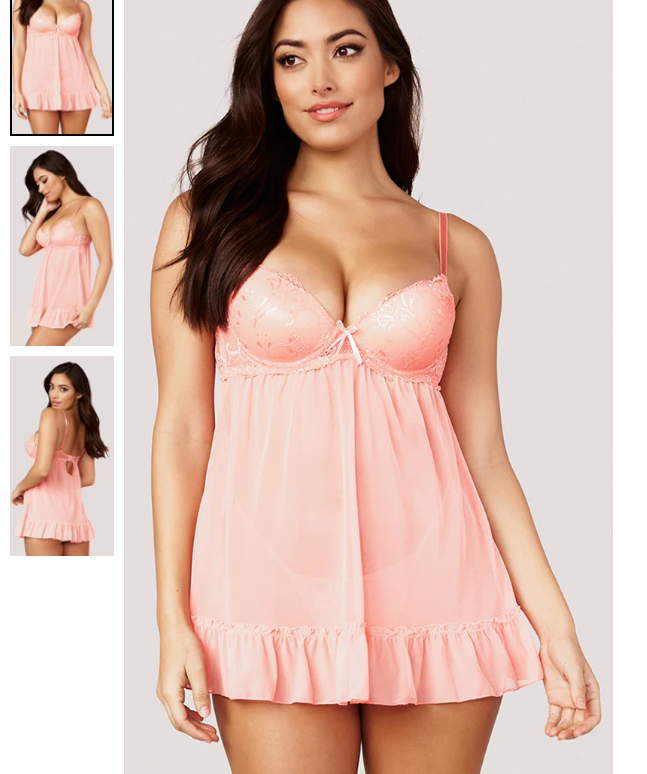 PINK Ready Pink Babydoll Set ASSORTED SIZES