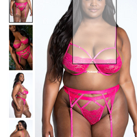 pink Playboy Plus Size Lovers At Twilight Bra Set plus size ass