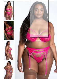 pink Playboy Plus Size Lovers At Twilight Bra Set plus size ass