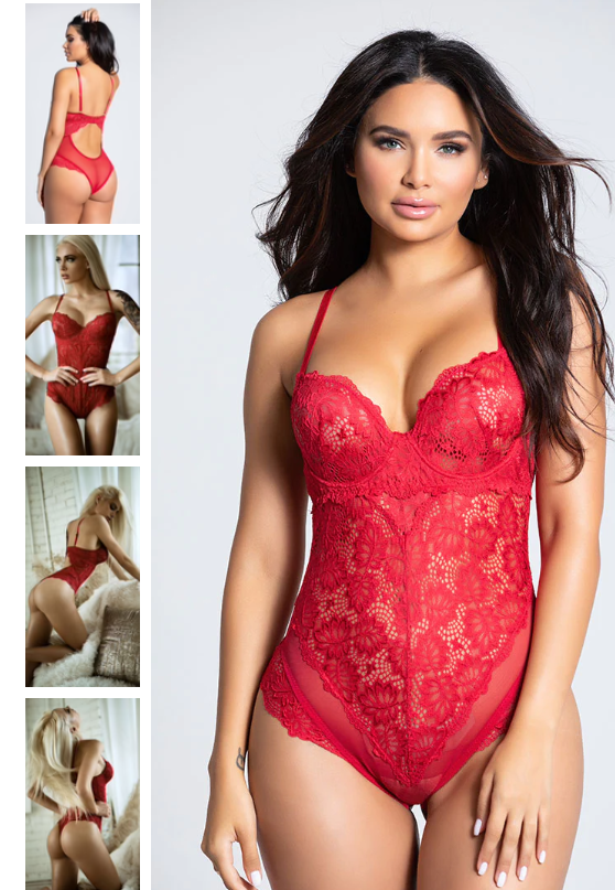 RED Yandy Sass Appeal Lace Teddy ASSORTED SIZES