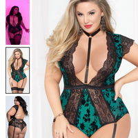 GREEN Plus Size Get Low Tempting Teddy