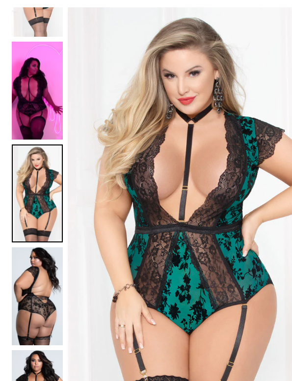 GREEN Plus Size Get Low Tempting Teddy