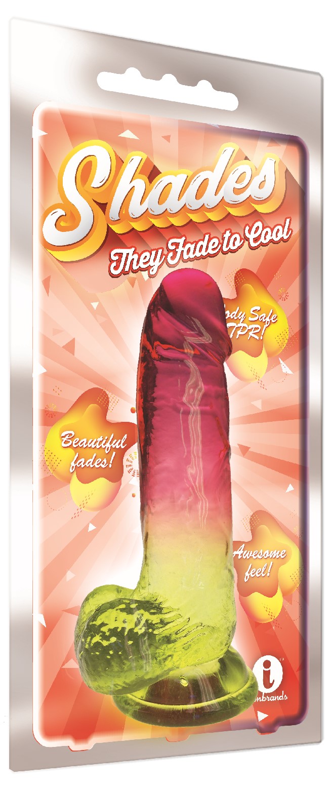 Shades 8 inch Jelly Dildo pink and yellow