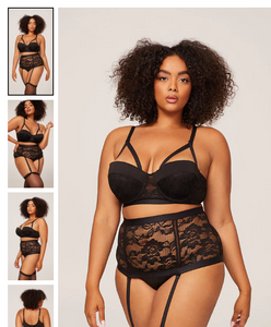 BLACK Plus Size Monique Bra Set SIZE 1X/2XL