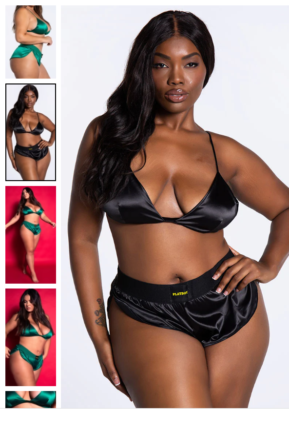 BLACK Playboy Plus Size Dream On Satin Lounge Set SIZE 1XL