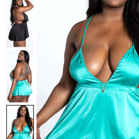 TEAL Playboy Plus Size Breathless Satin Babydoll