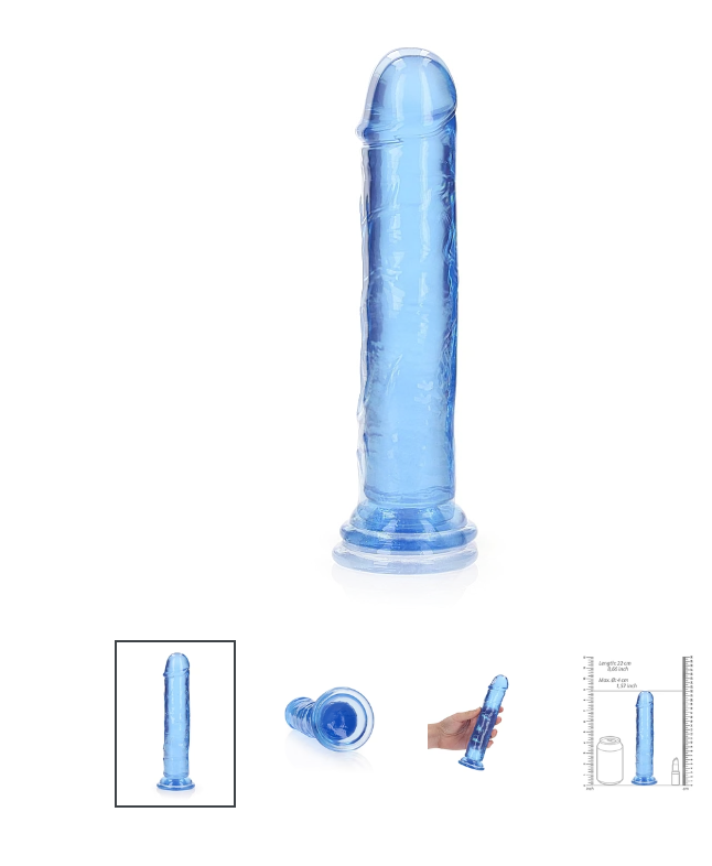 Straight Realistic Dildo with Suction Cup - 8 '' / 20 cm Blue