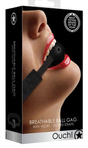 Ouch! Breathable Ball Gag with Velvet Velcro Straps